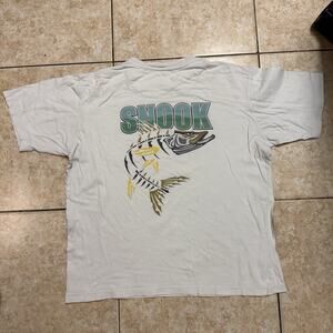 Hook & Tackle Snook Fishing T Shirt Pocket Tee Graphic White‎